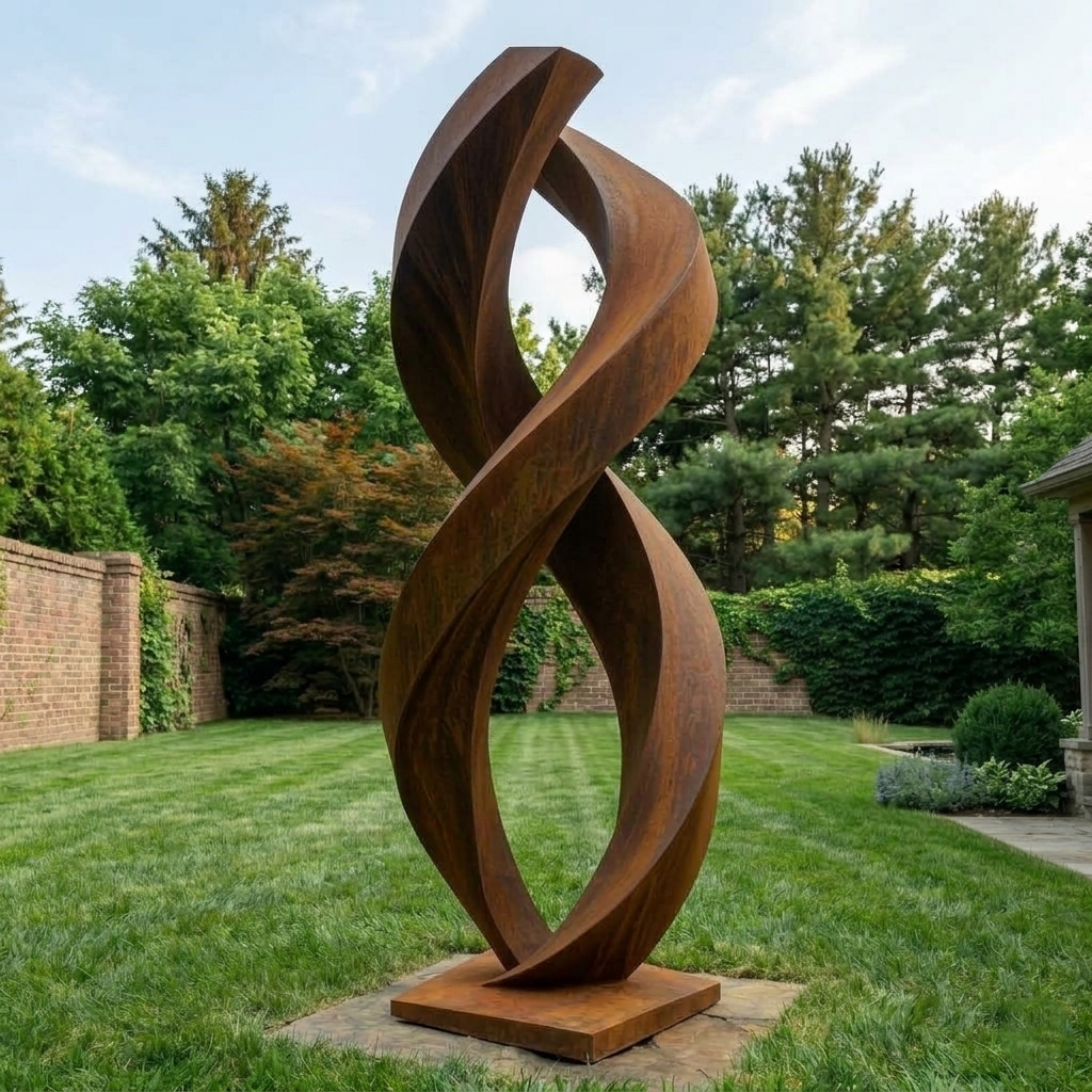 5 Ft Tall Rustic Metal Spiral Garden Sculpture | Handmade Custom Outdoor Metal Yard Art