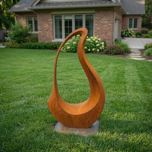 4.5 Ft Modern Rustic Metal Garden Sculpture | Handmade Custom Outdoor Metal Yard Art