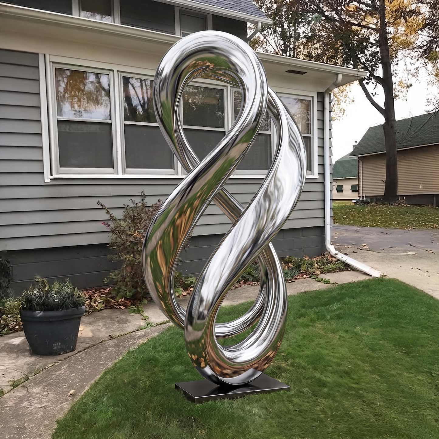 76in Large Abstract Garden Sculpture, Modern Metal Yard Art, Rustic or Stainless Steel, Garden Decor