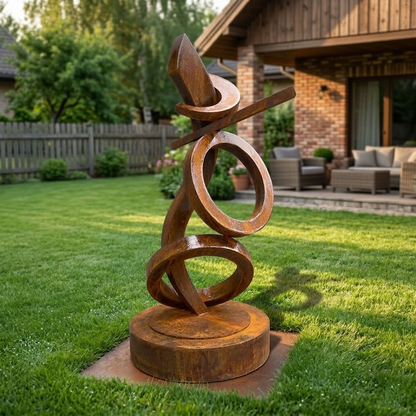 Rustic Tall Metal Garden Sculpture Set of 2 | 3ft & 4ft Handmade Outdoor Yard Art | Custom Metal Garden Decor