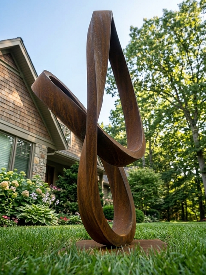 4.7 Ft Modern Metal Garden Sculpture | Handmade Custom Outdoor Yard & Landscape Art