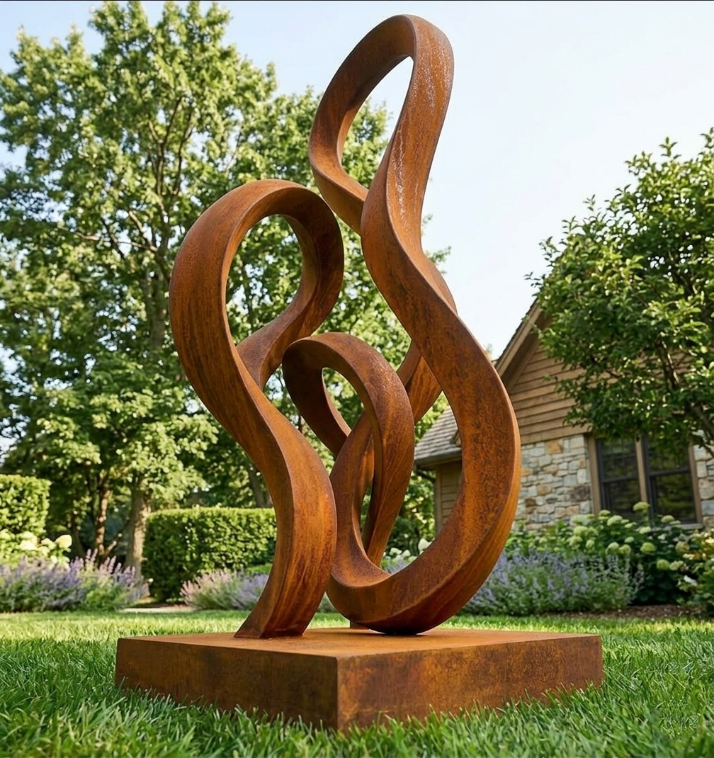 5.4 Ft Modern Abstract Metal Garden Sculpture | Handmade Custom Outdoor Yard & Landscape Art