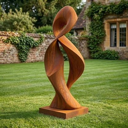 5.8 Ft Rustic Modern Metal Garden Sculpture with Base | Handmade Custom Outdoor Yard & Landscape Art
