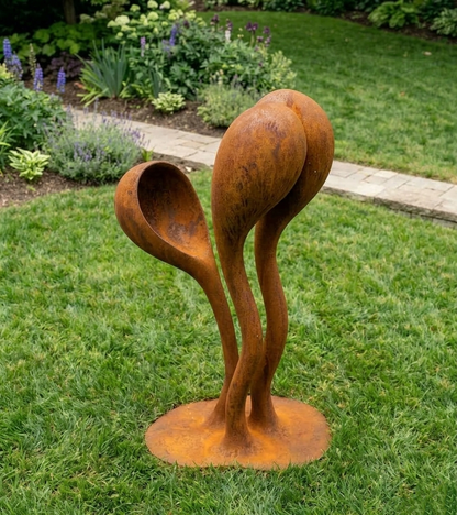 3 Ft Modern Rustic Metal Garden Sculpture | Handmade Custom Outdoor Yard & Landscape Art