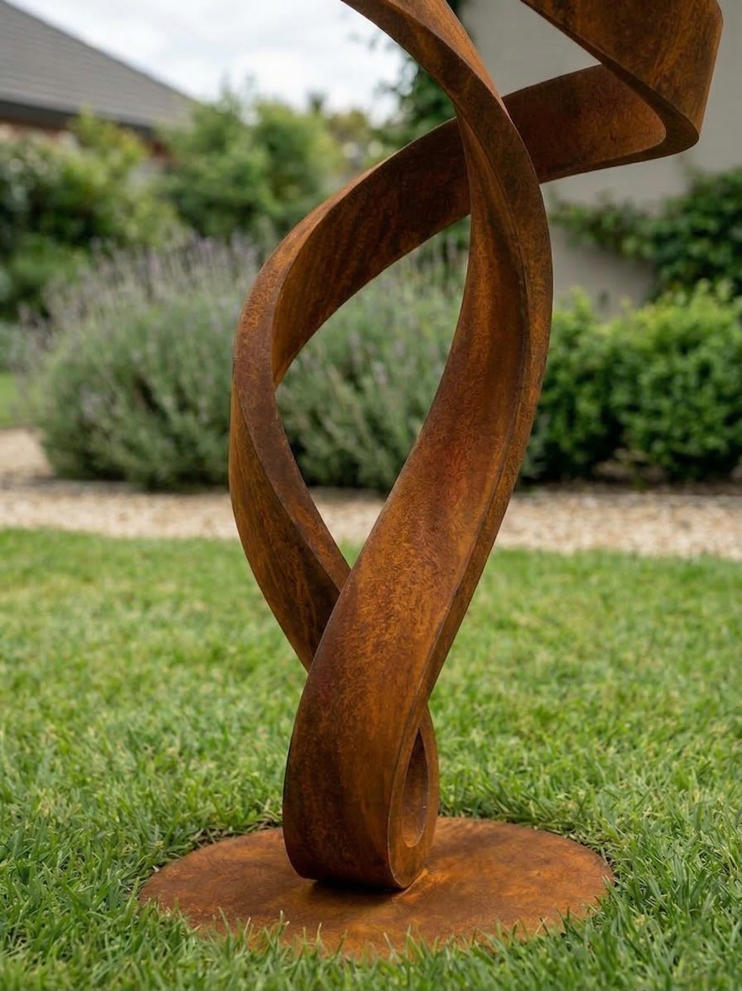 4.9 Ft Modern Abstract Rustic Metal Garden Sculpture | Handmade Custom Outdoor Yard Art
