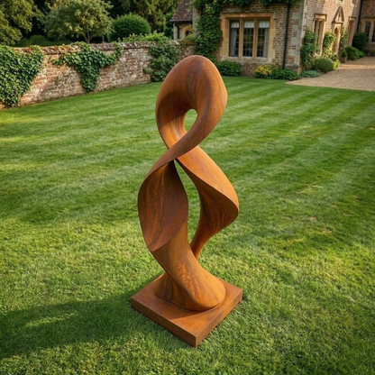 5.8 Ft Rustic Modern Metal Garden Sculpture with Base | Handmade Custom Outdoor Yard & Landscape Art