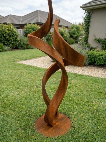 4.9 Ft Modern Abstract Rustic Metal Garden Sculpture | Handmade Custom Outdoor Yard Art