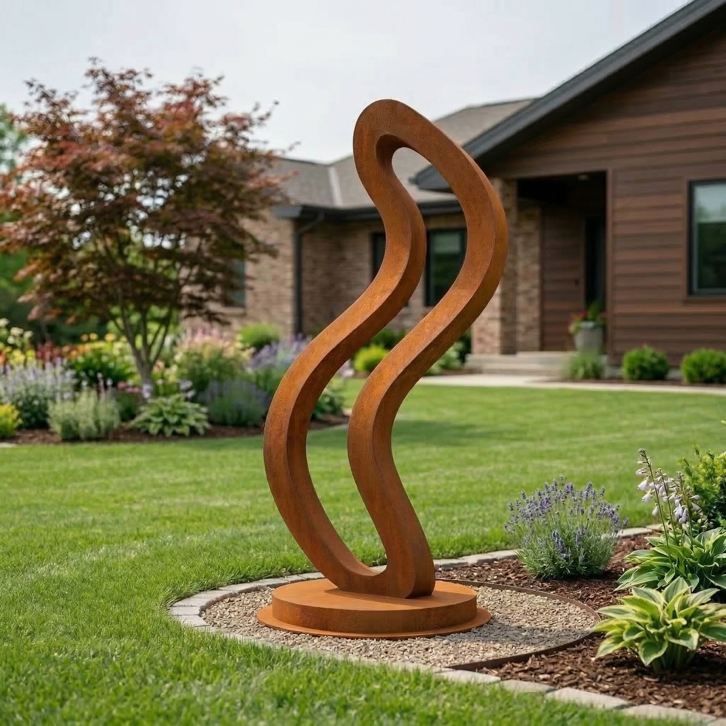 5.3 Ft Modern Metal Garden Sculpture | Handmade Custom Outdoor Yard Art