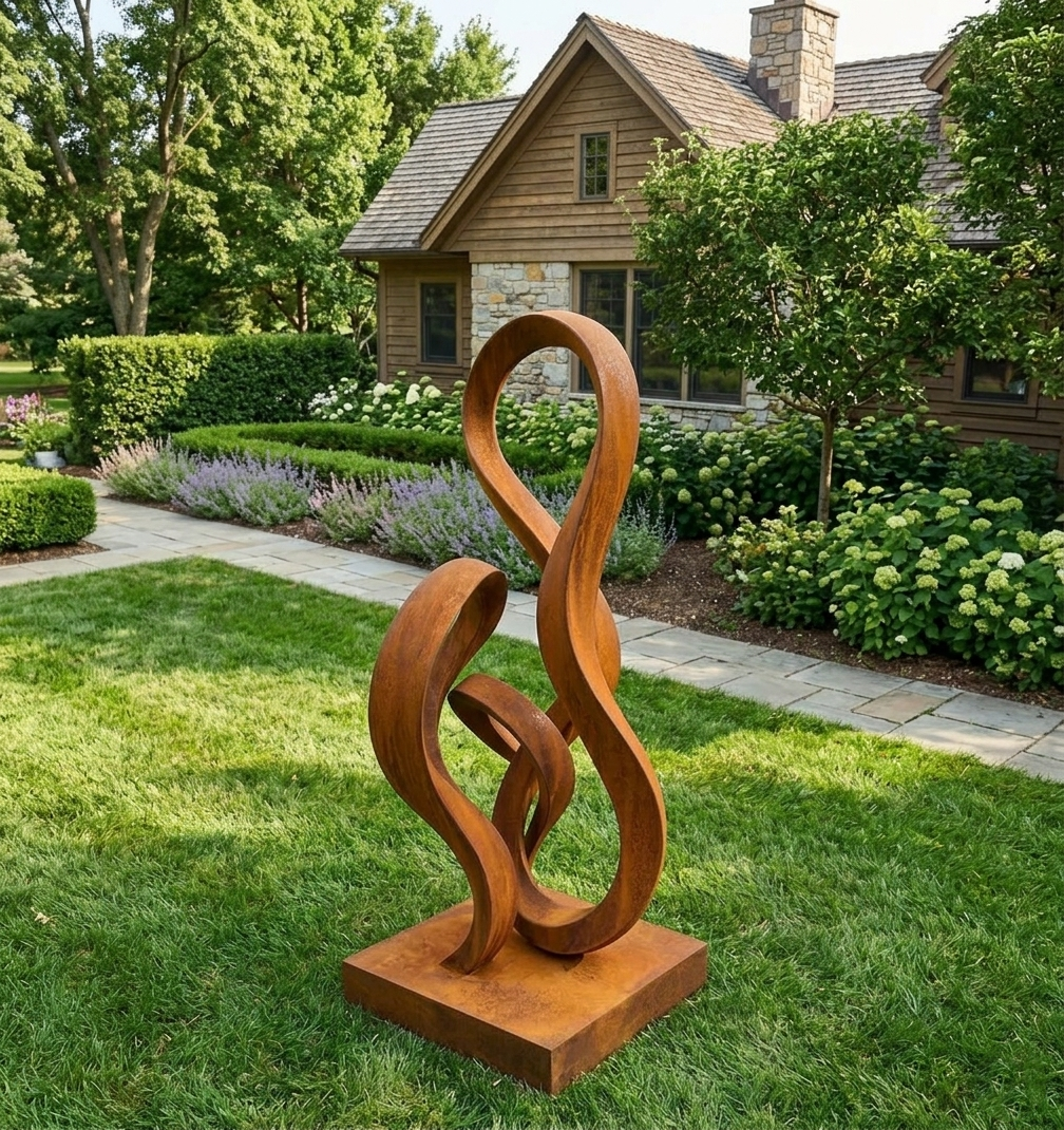5.4 Ft Modern Abstract Metal Garden Sculpture | Handmade Custom Outdoor Yard & Landscape Art