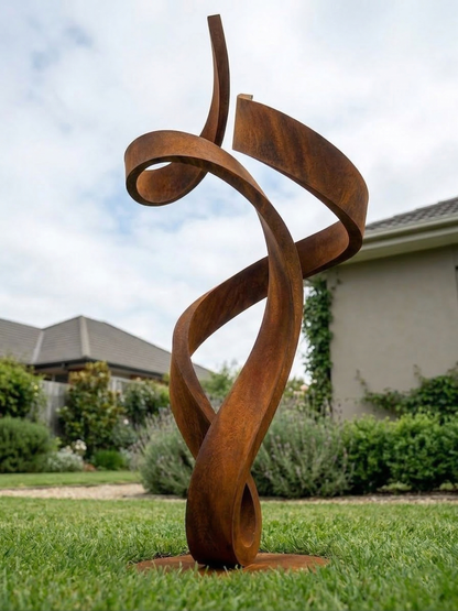 4.9 Ft Modern Abstract Rustic Metal Garden Sculpture | Handmade Custom Outdoor Yard Art