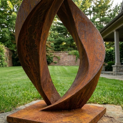 5 Ft Tall Rustic Metal Spiral Garden Sculpture | Handmade Custom Outdoor Metal Yard Art