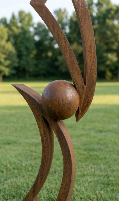 4.8 Ft Modern Rustic Metal Garden Sculpture | Handmade Custom Outdoor Yard & Landscape Art
