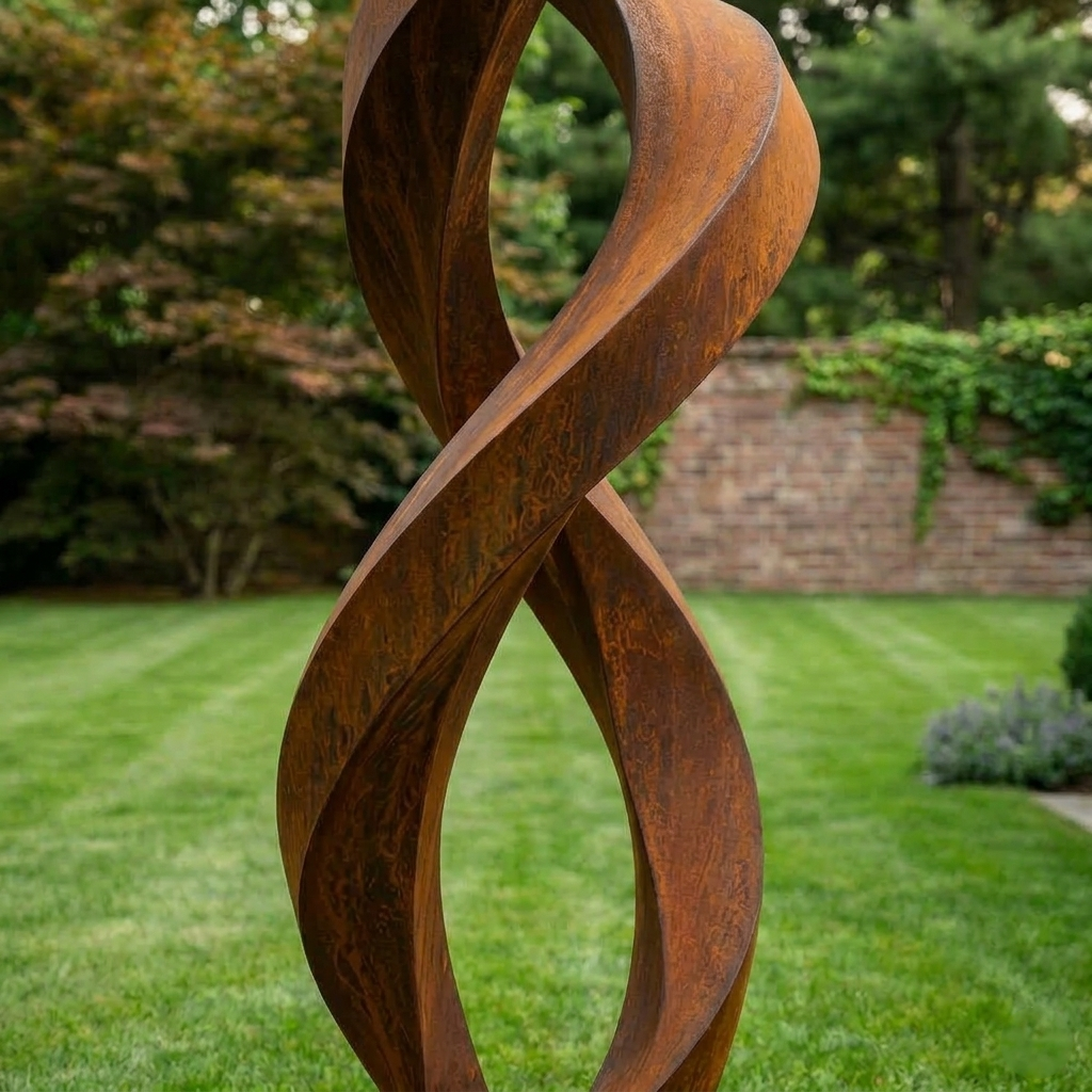 5 Ft Tall Rustic Metal Spiral Garden Sculpture | Handmade Custom Outdoor Metal Yard Art