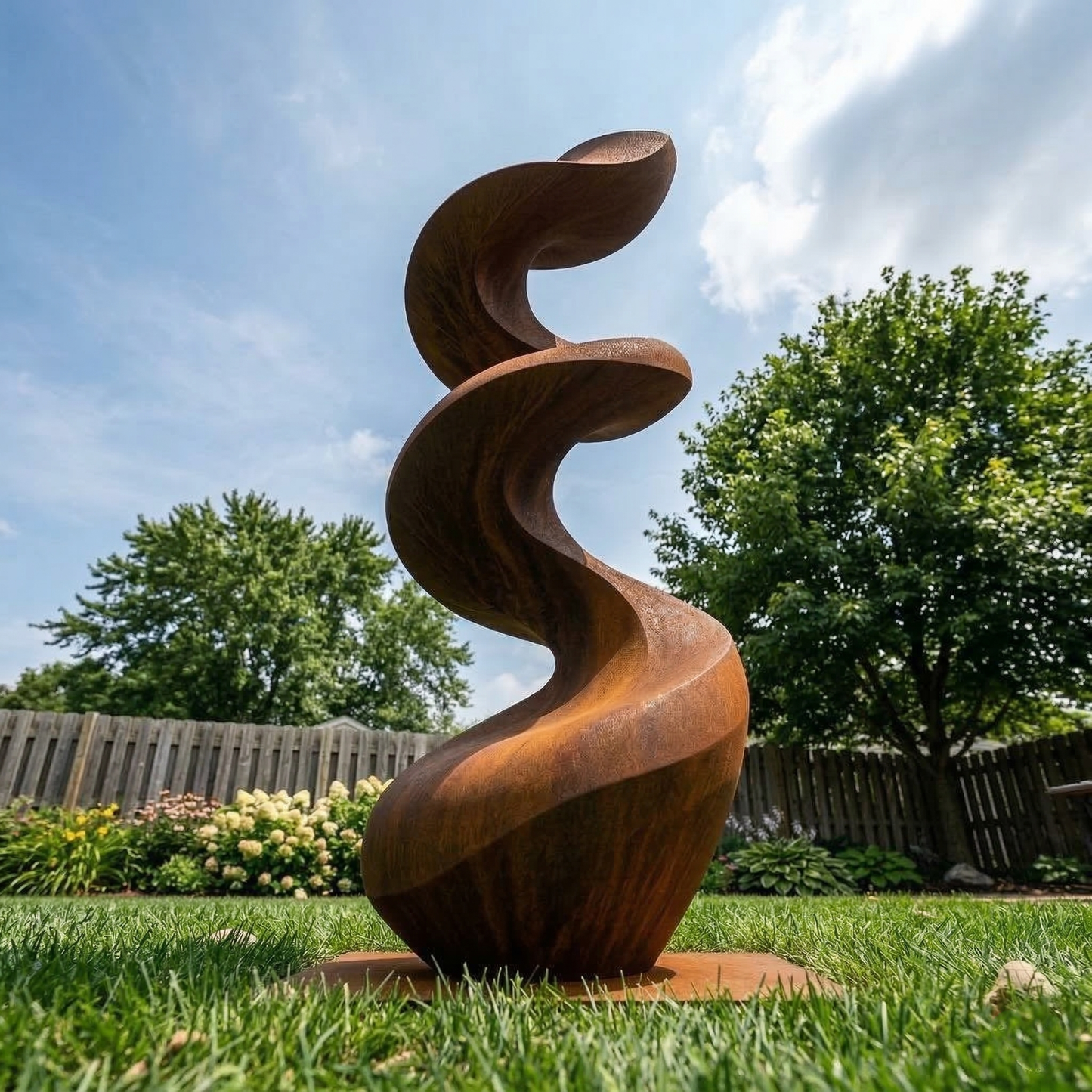 4 Ft Rustic Metal Spiral Garden Sculpture | Handmade Custom Outdoor Metal Yard Art