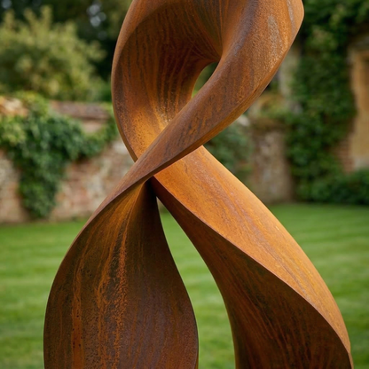 5.8 Ft Rustic Modern Metal Garden Sculpture with Base | Handmade Custom Outdoor Yard & Landscape Art