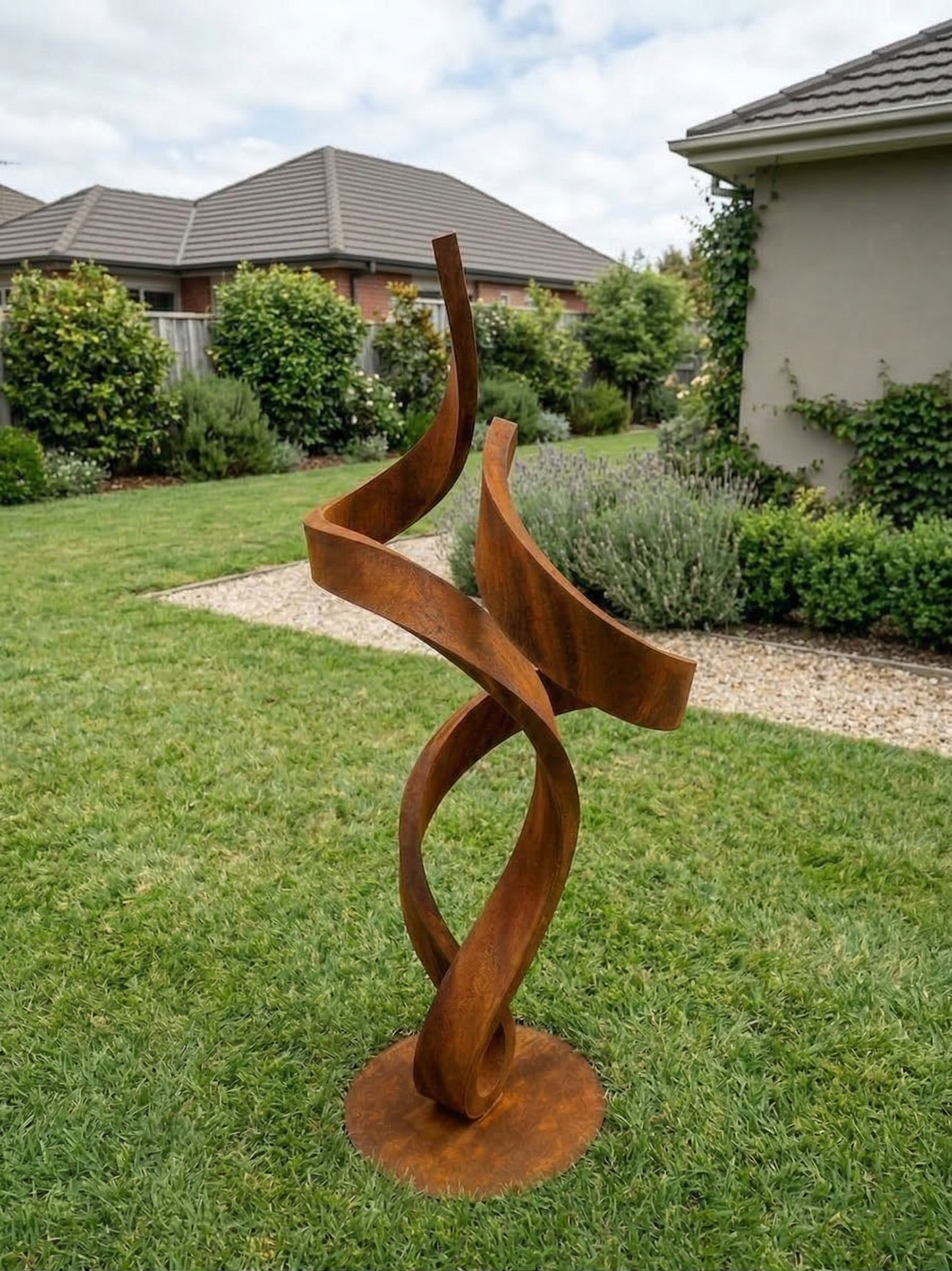 4.9 Ft Modern Abstract Rustic Metal Garden Sculpture | Handmade Custom Outdoor Yard Art