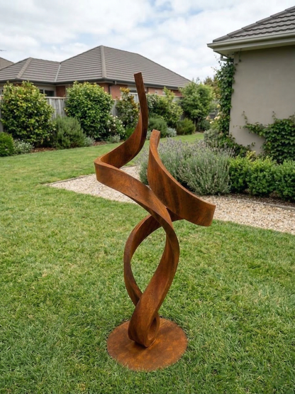 4.9 Ft Modern Abstract Rustic Metal Garden Sculpture | Handmade Custom Outdoor Yard Art