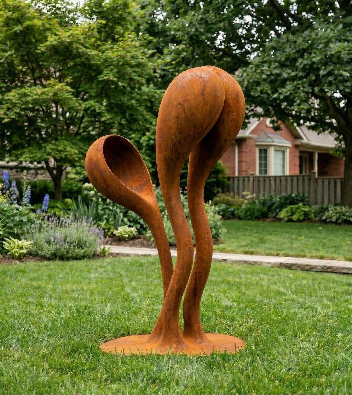3 Ft Modern Rustic Metal Garden Sculpture | Handmade Custom Outdoor Yard & Landscape Art
