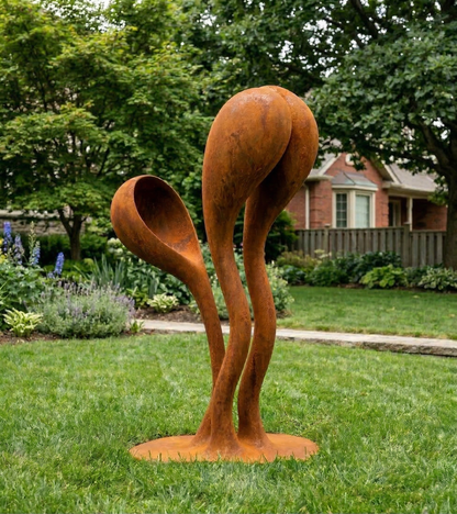 3 Ft Modern Rustic Metal Garden Sculpture | Handmade Custom Outdoor Yard & Landscape Art