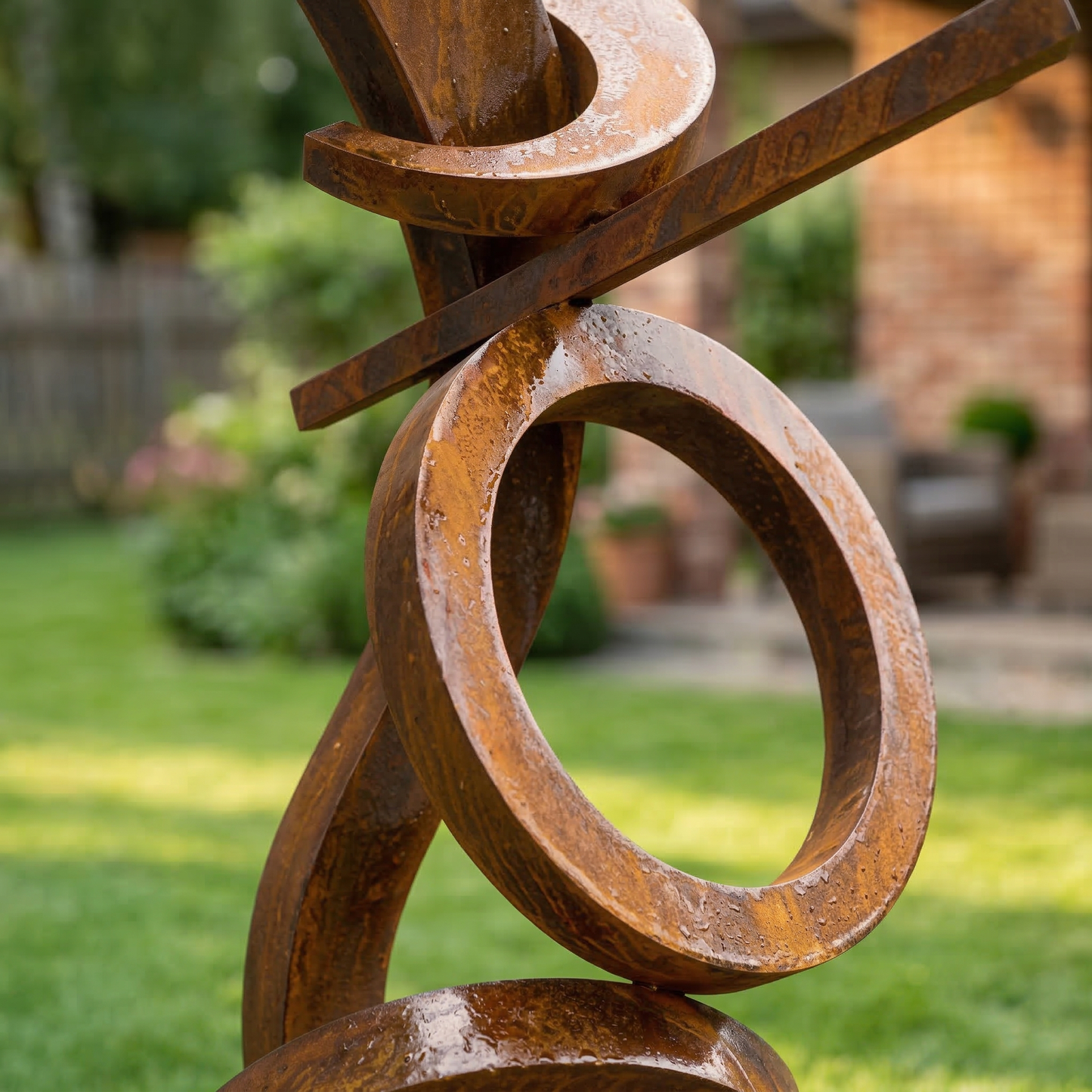 Rustic Tall Metal Garden Sculpture Set of 2 | 3ft & 4ft Handmade Outdoor Yard Art | Custom Metal Garden Decor