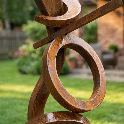 Rustic Tall Metal Garden Sculpture Set of 2 | 3ft & 4ft Handmade Outdoor Yard Art | Custom Metal Garden Decor