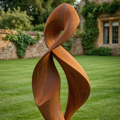 5.8 Ft Rustic Modern Metal Garden Sculpture with Base | Handmade Custom Outdoor Yard & Landscape Art