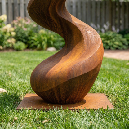 4 Ft Rustic Metal Spiral Garden Sculpture | Handmade Custom Outdoor Metal Yard Art