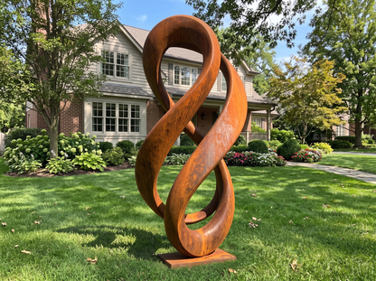 76in Large Abstract Garden Sculpture, Modern Metal Yard Art, Rustic or Stainless Steel, Garden Decor