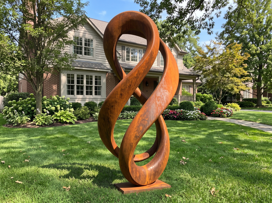 76in Large Abstract Garden Sculpture, Modern Metal Yard Art, Rustic or Stainless Steel, Garden Decor