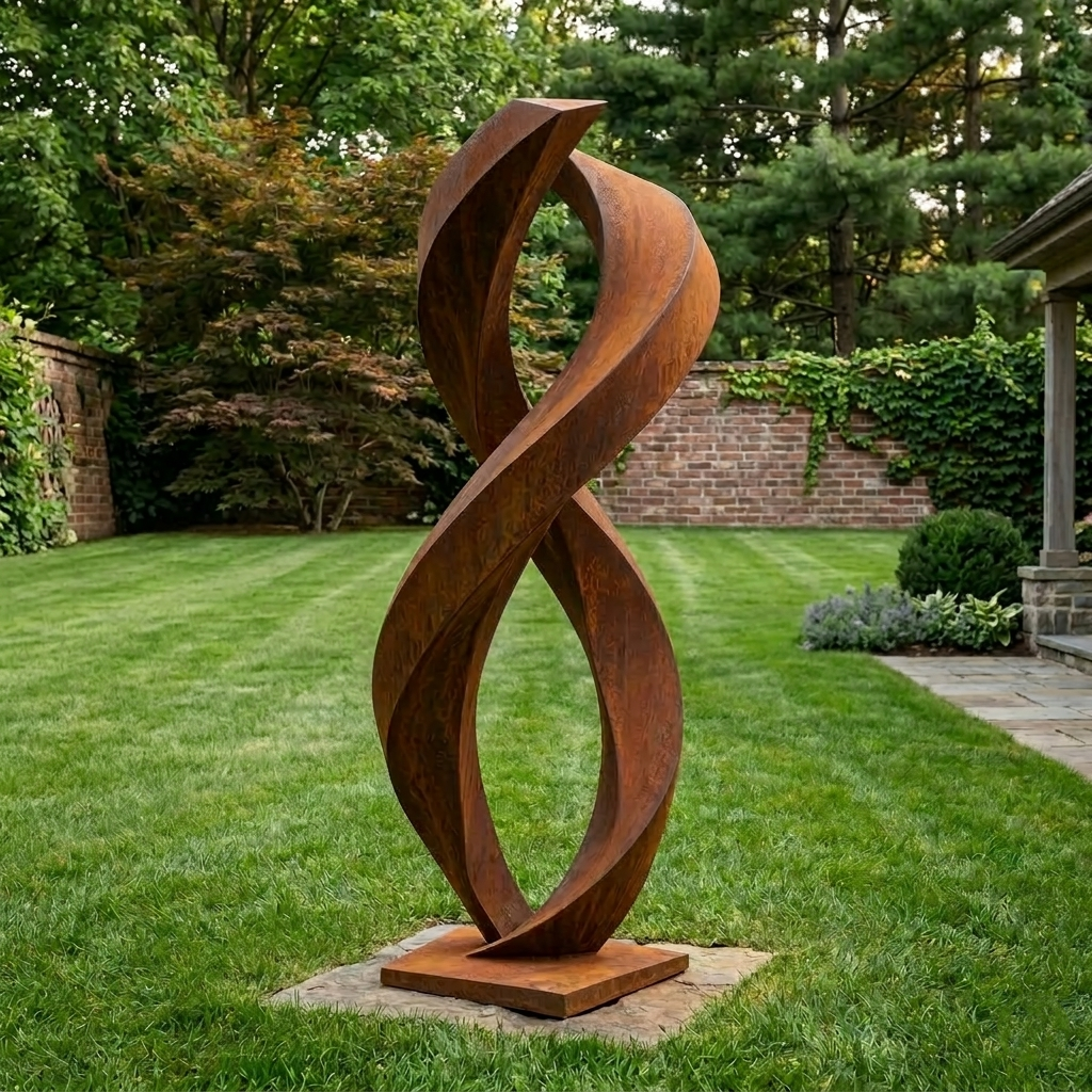 5 Ft Tall Rustic Metal Spiral Garden Sculpture | Handmade Custom Outdoor Metal Yard Art