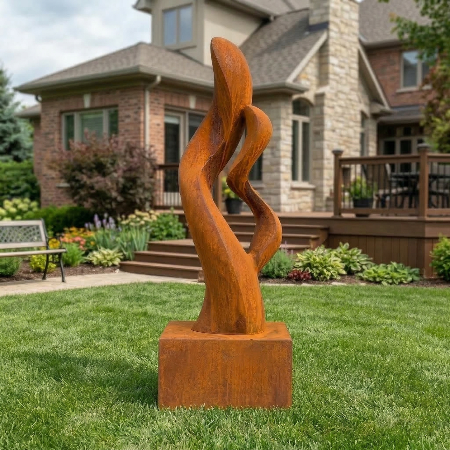 4.8 Ft Modern Metal Garden Sculpture | Handmade Custom Outdoor Yard & Landscape Art