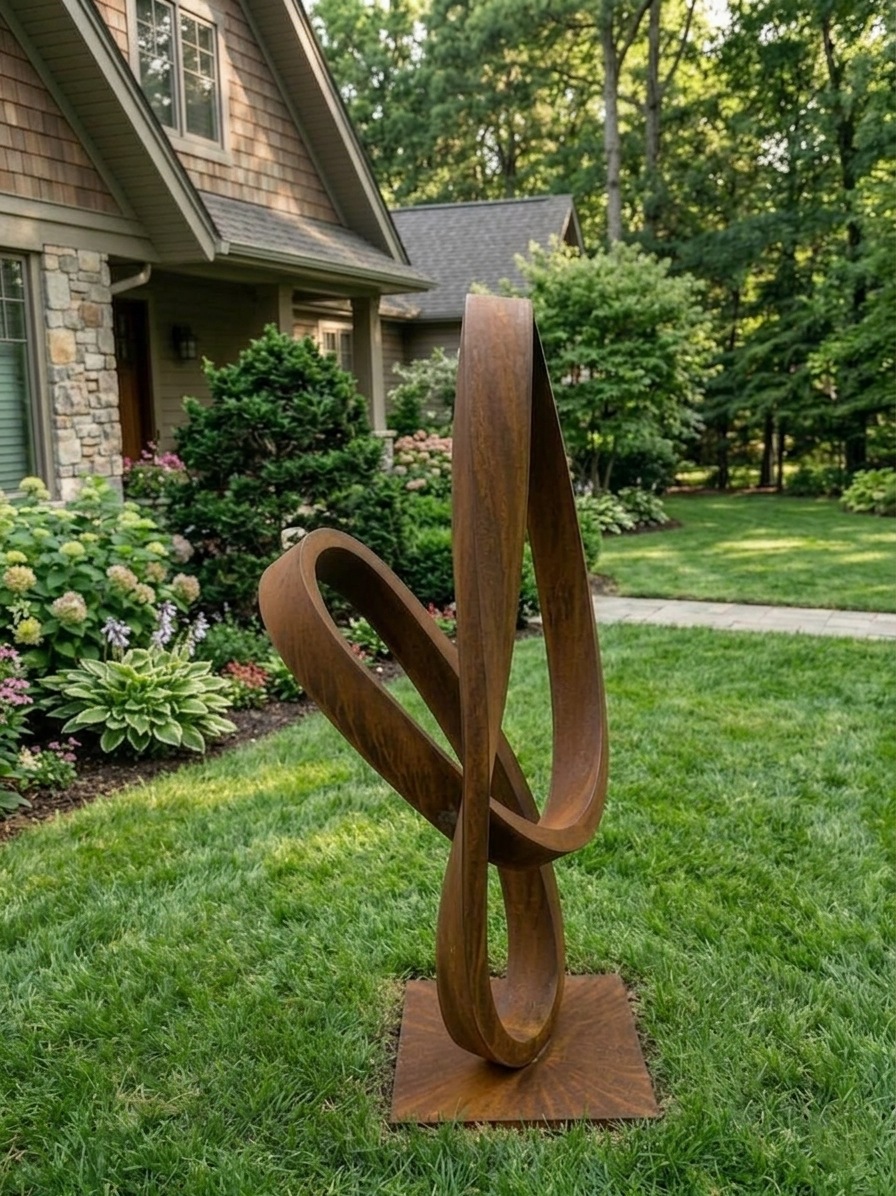 4.7 Ft Modern Metal Garden Sculpture | Handmade Custom Outdoor Yard & Landscape Art