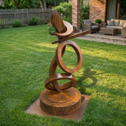 Rustic Tall Metal Garden Sculpture Set of 2 | 3ft & 4ft Handmade Outdoor Yard Art | Custom Metal Garden Decor