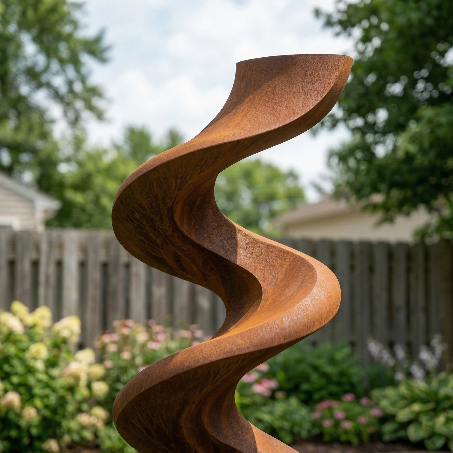 4 Ft Rustic Metal Spiral Garden Sculpture | Handmade Custom Outdoor Metal Yard Art