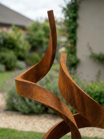 4.9 Ft Modern Abstract Rustic Metal Garden Sculpture | Handmade Custom Outdoor Yard Art