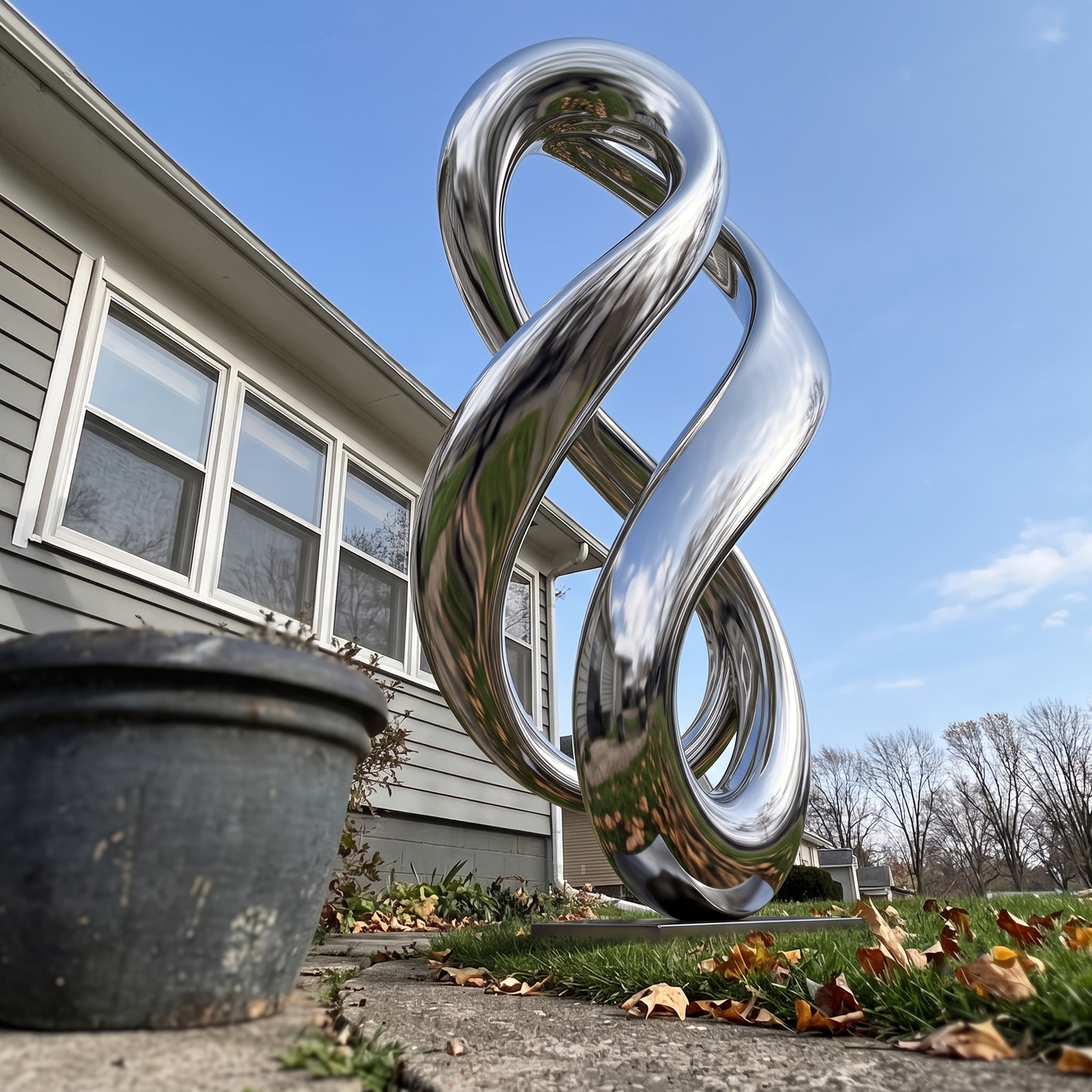 76in Large Abstract Garden Sculpture, Modern Metal Yard Art, Rustic or Stainless Steel, Garden Decor