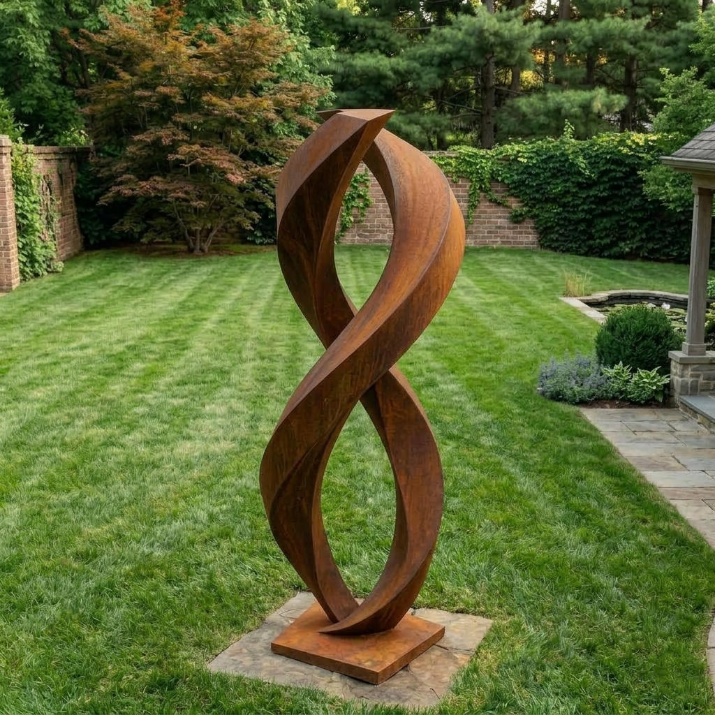 5 Ft Tall Rustic Metal Spiral Garden Sculpture | Handmade Custom Outdoor Metal Yard Art