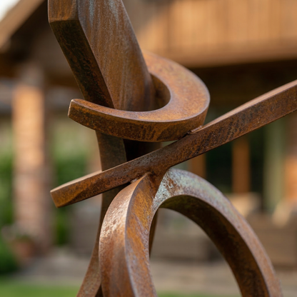 Rustic Tall Metal Garden Sculpture Set of 2 | 3ft & 4ft Handmade Outdoor Yard Art | Custom Metal Garden Decor