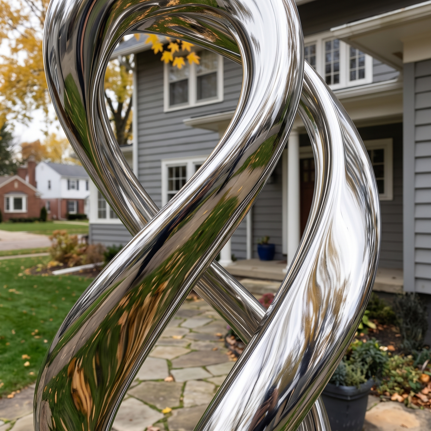 76in Large Abstract Garden Sculpture, Modern Metal Yard Art, Rustic or Stainless Steel, Garden Decor