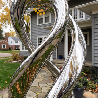 76in Large Abstract Garden Sculpture, Modern Metal Yard Art, Rustic or Stainless Steel, Garden Decor