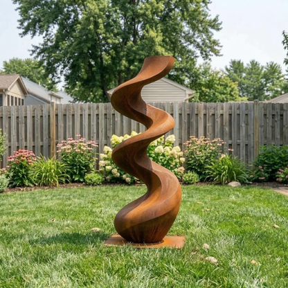 4 Ft Rustic Metal Spiral Garden Sculpture | Handmade Custom Outdoor Metal Yard Art