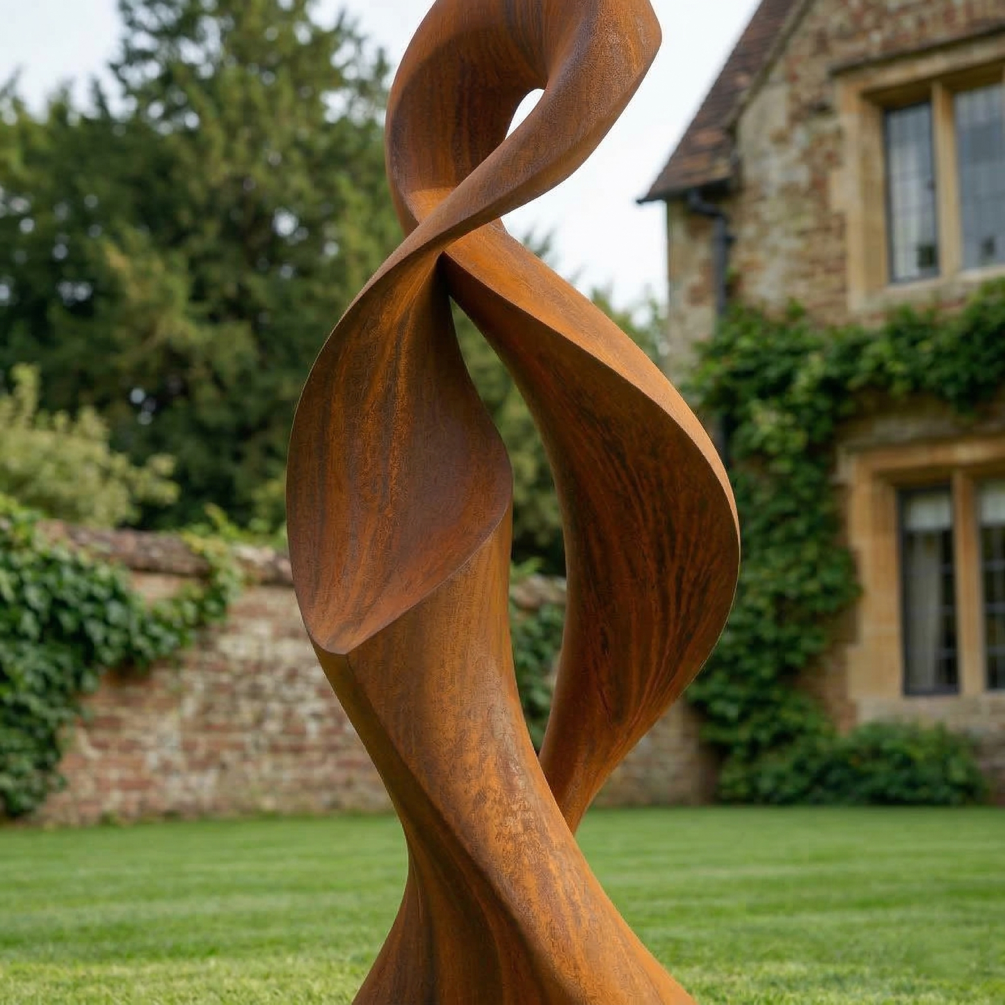 5.8 Ft Rustic Modern Metal Garden Sculpture with Base | Handmade Custom Outdoor Yard & Landscape Art