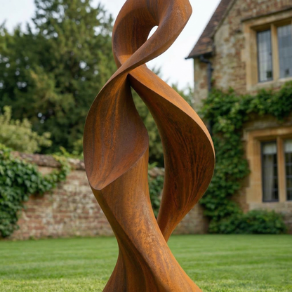 5.8 Ft Rustic Modern Metal Garden Sculpture with Base | Handmade Custom Outdoor Yard & Landscape Art