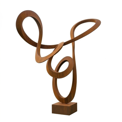 5.6 Ft Modern Metal Garden Sculpture with Square Base | Handmade Custom Outdoor Yard & Landscape Art