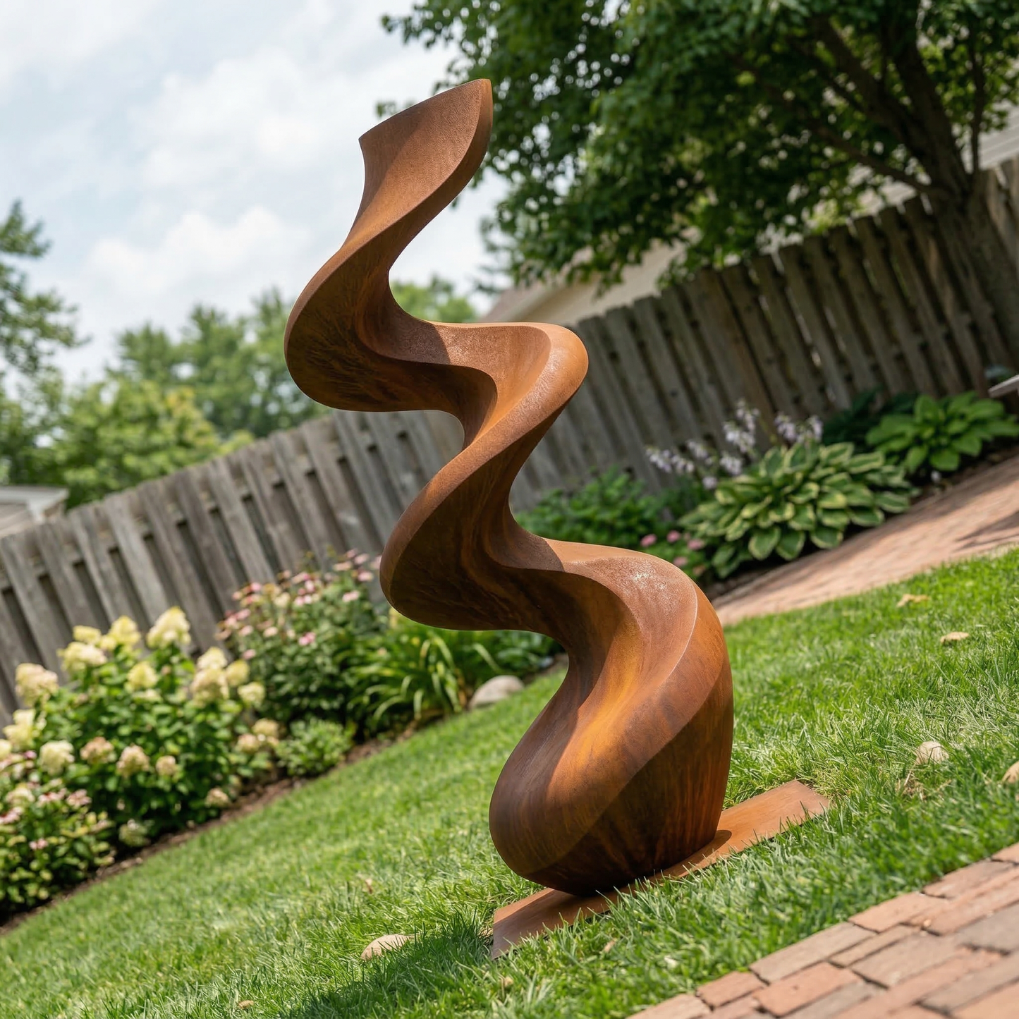 4 Ft Rustic Metal Spiral Garden Sculpture | Handmade Custom Outdoor Metal Yard Art