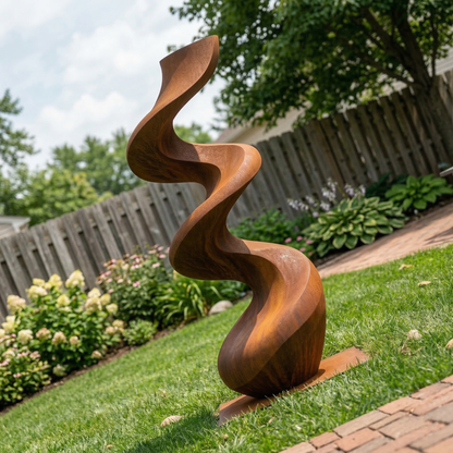 4 Ft Rustic Metal Spiral Garden Sculpture | Handmade Custom Outdoor Metal Yard Art