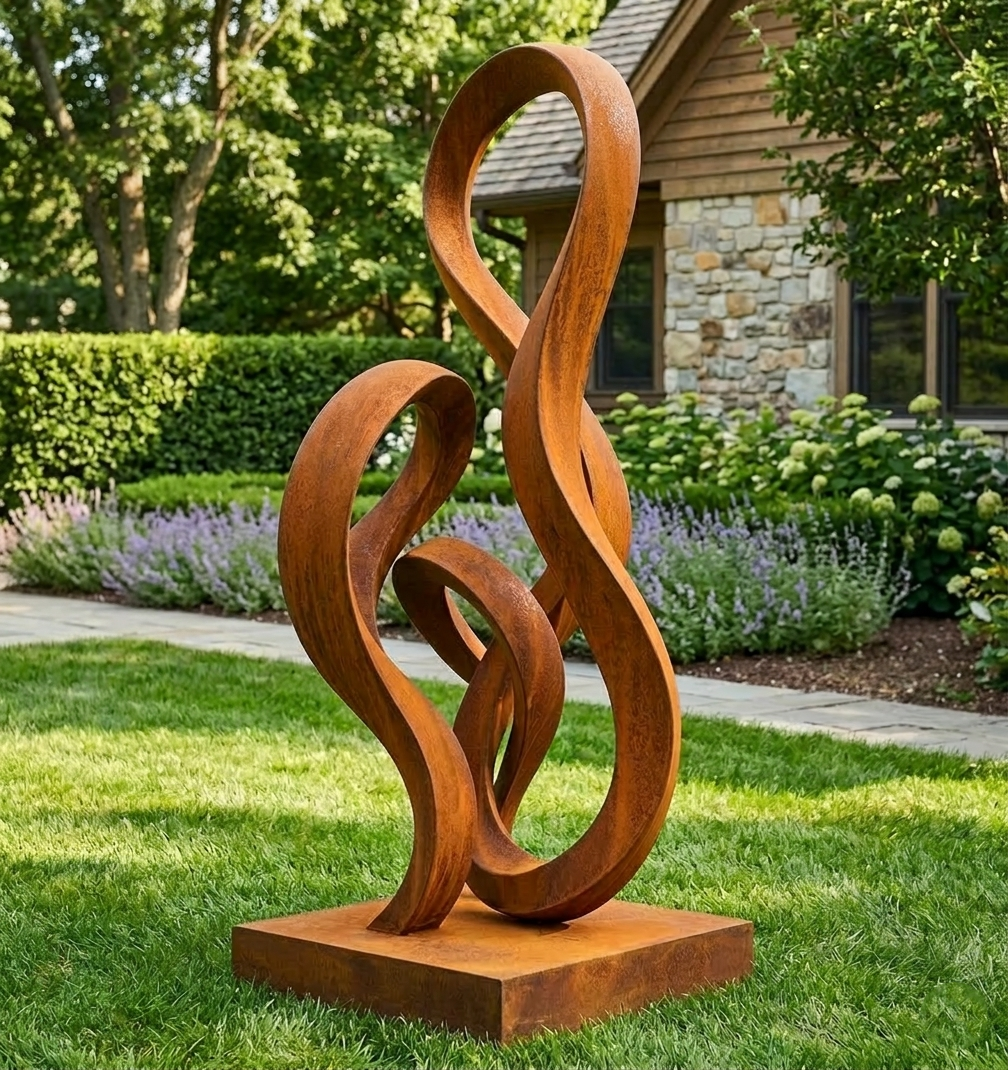 5.4 Ft Modern Abstract Metal Garden Sculpture | Handmade Custom Outdoor Yard & Landscape Art