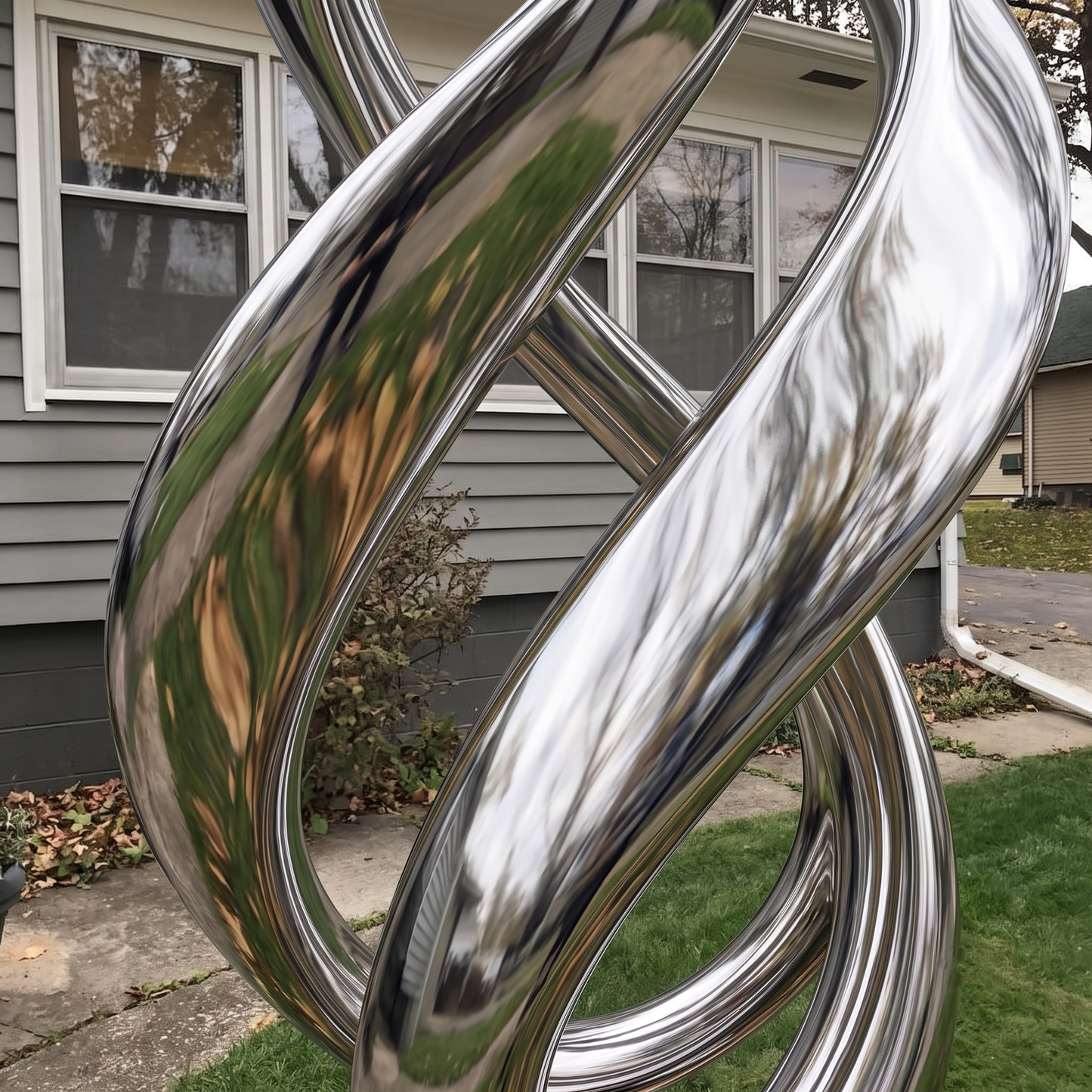 76in Large Abstract Garden Sculpture, Modern Metal Yard Art, Rustic or Stainless Steel, Garden Decor
