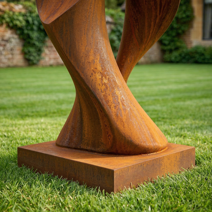 5.8 Ft Rustic Modern Metal Garden Sculpture with Base | Handmade Custom Outdoor Yard & Landscape Art