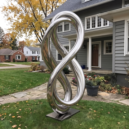 76in Large Abstract Garden Sculpture, Modern Metal Yard Art, Rustic or Stainless Steel, Garden Decor